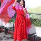 Rajwada Red Viscose Embroidered Stiched Kurta Set For Women
