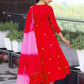 Rajwada Red Viscose Embroidered Stiched Kurta Set For Women