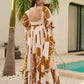 Rajwada White & Mustard Cotton Blend Digital Printed Stitched Gown For Women