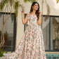 Rajwada White Cotton Blend Digital Floral Printed Stitched Gown For Women