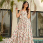 Rajwada White Cotton Blend Digital Floral Printed Stitched Gown For Women
