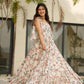 Rajwada White Cotton Blend Digital Floral Printed Stitched Gown For Women