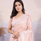 Rajwada Peach Organza Embroidered Saree For Women