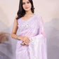 Rajwada Lavender Organza Embroidered Saree For Women
