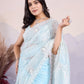Rajwada Sky Blue Organza Embroidered Saree For Women