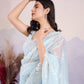 Rajwada Sky Blue Organza Embroidered Saree For Women