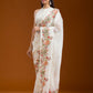 Rajwada Off White Silk Blend Embroidered Saree For Women