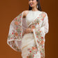 Rajwada Off White Silk Blend Embroidered Saree For Women