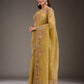Rajwada Mustard Silk Blend Crush Embroidered Saree For Women