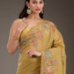 Rajwada Mustard Silk Blend Crush Embroidered Saree For Women