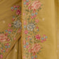Rajwada Mustard Silk Blend Crush Embroidered Saree For Women