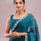 Rajwada Teal Blue Chiffon Embroidered Saree For Women