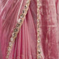 Rajwada Light Pink Chiffon Embroidered Saree For Women