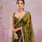 Rajwada Olive Chiffon Embroidered Saree For Women