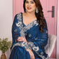 Rajwada Teal Chiffon Embroidered Saree For Women