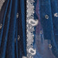 Rajwada Teal Chiffon Embroidered Saree For Women