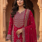 Rajwada Maroon Georgette Embroidered Semi Stithed Kurta Set For Women