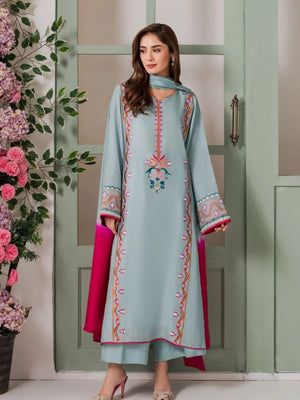 Rajwada Light Blue Silk Blend Embroidered Stitched Kurta Set For Women