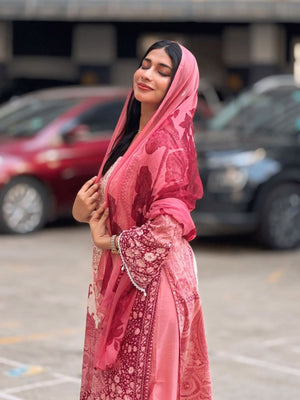 Rajwada Pink Cotton Embroidered Stitched Kurta Set For Women