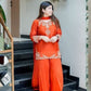 Rajwada Orange Silk Embroidered Stitched Kurta Set For Women