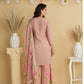 Rajwada Dusty Pink Silk Embroidered Stitched Kurta Set For Women