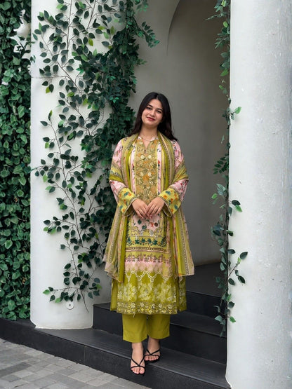 Rajwada Green Silk Embroidered Stitched Kurta Set For Women