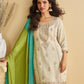 Rajwada Off White Silk Embroidered Stitched Kurta Set For Women