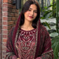 Rajwada Deep Maroon Silk Embroidered Stitched Kurta Set For Women