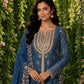 Rajwada Blue Georgette Embroidered Semi Stitched Kurta Set For Women