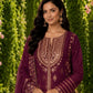 Rajwada Maroon Georgette Embroidered Semi Stitched Kurta Set For Women