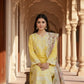Rajwada Yellow Cotton Embroidered Semi Stitched Kurta Set For Women