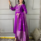 Rajwada Purple Cotton Embroidered Stitched Kurta Set For Women