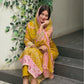 Rajwada Mustard Yellow Cotton Embroidered Stitched Kurta Set For Women