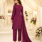Rajwada Wine Georgette Embroidered Stitched Kurta Set For Women