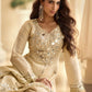 Rajwada Beige Silk Embellished Stitched Kurta Set For Women