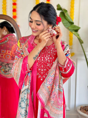 Rajwada Pink Silk Embroidered Stitched Kurta Set For Women