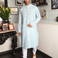 Rajwada Blue Embroidered Cotton Traditional Kurta Set For Men