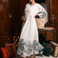 Rajwada Women White Printed Cotton Voile Chikankari Embroidered Stitched Long Kurta