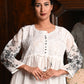 Rajwada Women White Printed Cotton Voile Chikankari Embroidered Stitched Long Kurta