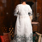 Rajwada Women White Printed Cotton Voile Chikankari Embroidered Stitched Long Kurta