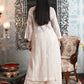 Rajwada Women Off White Cotton Voile Chikankari Mukaish Work Embroidered Stitched with dupatta