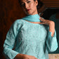 Rajwada Women Blue Cotton Chikankari Embroidered Stitched Kurta With Dupatta