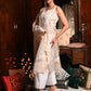 Rajwada Women Beige Shimmered Polyester Voile Chikankari Embroidered Stitched Kurta with dupatta