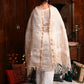Rajwada Women Beige Shimmered Polyester Voile Chikankari Embroidered Stitched Kurta with dupatta