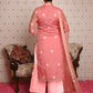 Rajwada Women Mauve Organza Chikankari Mukaish Work Embroidered Stitched Kurta With Dupatta