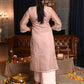 Rajwada Women Beige Organza Chikankari Beads Embroidered Unstitched Kurta