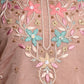 Rajwada Women Beige Organza Chikankari Beads Embroidered Unstitched Kurta