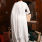 Rajwada Women White Georgette Chikankari Beads Embroidered Stitched Kurta with Dupatta