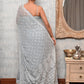 Rajwada Women Grey Georgette Chikankari Embroidered Saree With Unstitched Blouse