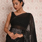 Rajwada Women Black Georgette Golden Mukaish Work Saree With Unstitched Blouse